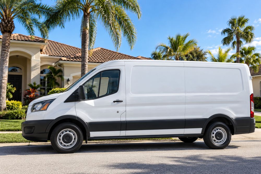 Tecnoexpert service van parked outside a South Florida home